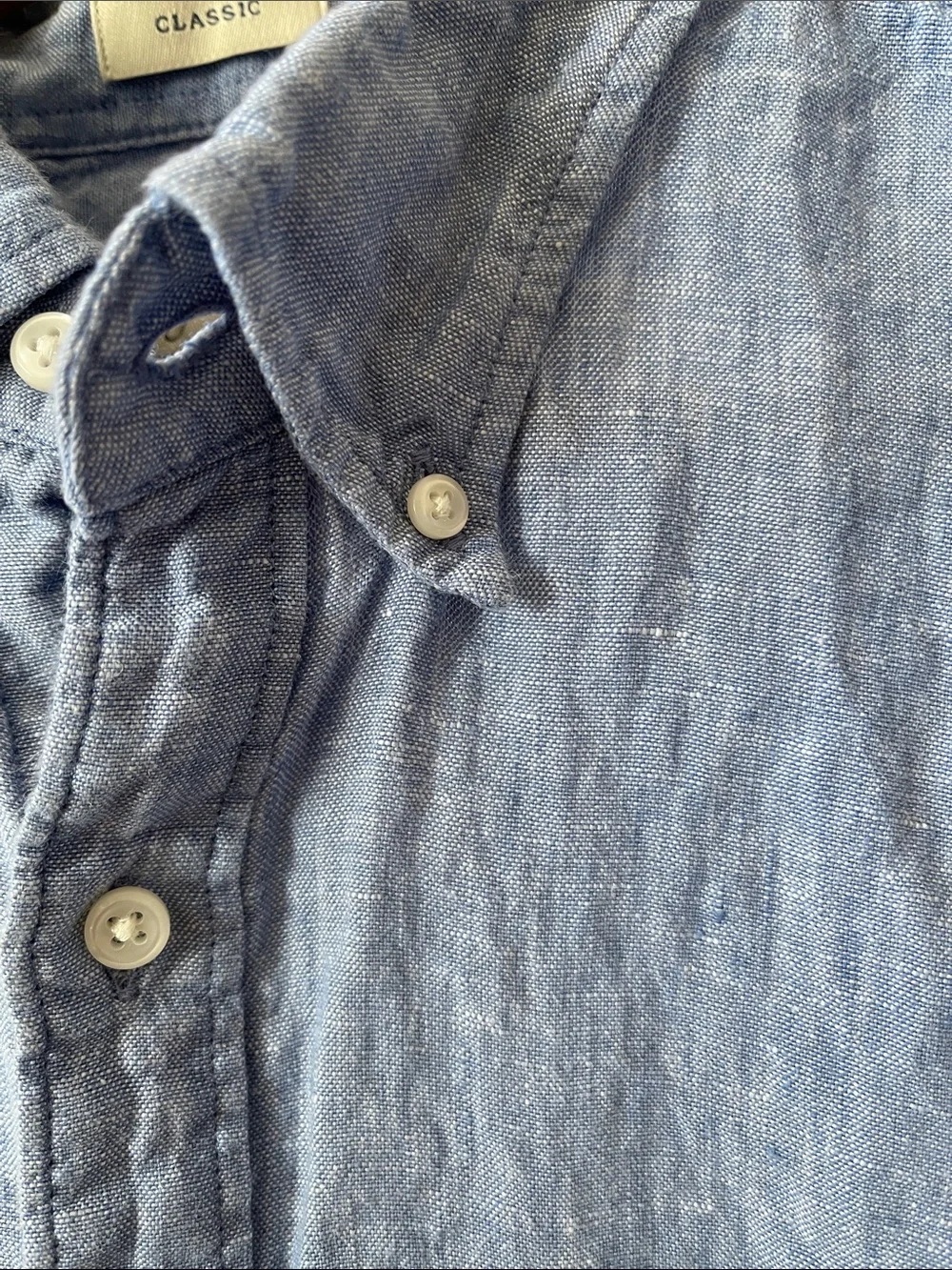 J. Crew Irish Linen Light Blue Short-Sleeve Button-Down Shirt
